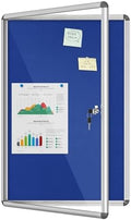 Mifuro 36"x24" Enclosed Bulletin Board, Lockable Weather-Resistant Aluminum Cork Noticeboard for School & Office, Silver Frame w/Blue Flet by MifuroOfficeProduct