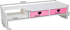 Kawaii Desk Organizer Cute Desk Organizer with Drawers Monitor Riser Stand Monitor Riser Computer Stand for PC, Laptop, Printer - Image 2