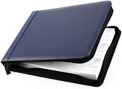 2Fold Zippered Business Checkbook Binder - 7 Ring Binder for Business Checks with Built-in Organizer and Card Case - PU Leather Portfolio for up to 600 3-Up Checks (Blue) - Image 6