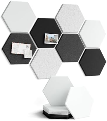 Fluxynara 8-Pack Hexagon Felt Bulletin Board Tiles, Concrete Echo by FLUXYNARA