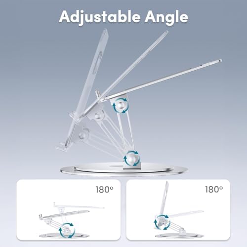 Lifelong 360° Rotating Adjustable Laptop Stand, Foldable Riser, Silver - Image 3