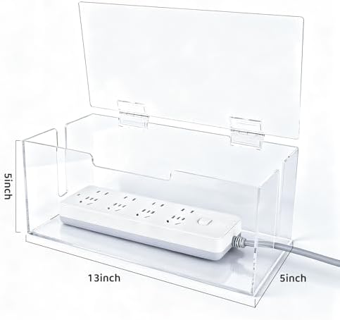 Cable Organizer Storage Box with Lid - Phone Charger Clear Organizer Case for Desk, Wire Organizers for Cords & Power Strips, Electronic Storage Box for Drawer Office Home - Transparent Acrylic - Image 3
