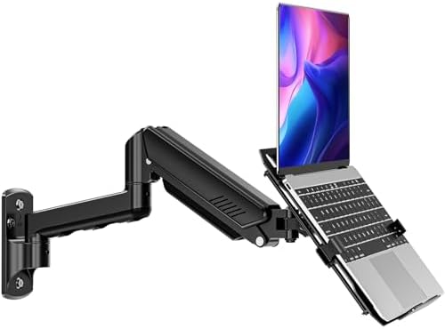 Laptop Wall Mount, 2-in-1 Monitor with Vented Tray Hold Max 22bls by ERGOFOCUS