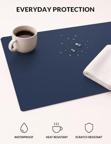 Leather Desk Mat 63" x 17", Navy Blue Large Desk Pad Protector - Image 3