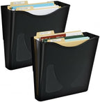 Azar Displays 250088-BLK-2PK Single Vertical Pocket Wall Mount Acrylic File Holder, Letter Size, Black (2-Pack) by AzarDisplays