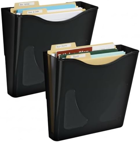 Azar Displays 250088-BLK-2PK Single Vertical Pocket Wall Mount Acrylic File Holder, Letter Size, Black (2-Pack) by AzarDisplays