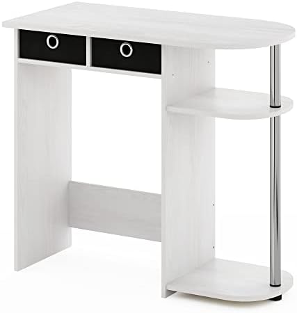 Furinno Go Green Desk, 31.5" Wide Gaming Desk with 2 Side Shelves and Storage Bins, Computer Desk, Office Desk for Home Office, Study Room, Dorm, Bedroom, White Oak - Image 5