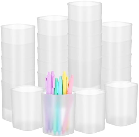 40 Pack Plastic Pencil Cups for Desk Pen Holder White by Unknown