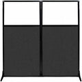 Versare Workstation Partition | Portable Wall Divider | Modern Office Cubicle | Free Standing Privacy Screen | Flexible Work Space | 66" x 70" W/Window, Black Fabric Panels by VERSARE