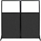 Versare Workstation Partition | Portable Wall Divider | Modern Office Cubicle | Free Standing Privacy Screen | Flexible Work Space | 66" x 70" W/Window, Black Fabric Panels by VERSARE