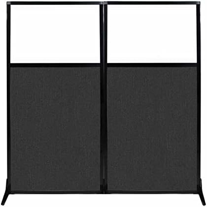 Versare Workstation Partition | Portable Wall Divider | Modern Office Cubicle | Free Standing Privacy Screen | Flexible Work Space | 66" x 70" W/Window, Black Fabric Panels by VERSARE