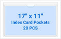 20 PCS Clear Self Adhesive Plastic Label Pockets, Top Loading Business & Library Index Card Holders, Peel and Stick Sleeves for Storage Bins, Totes, Binders and Drawers (17 x 11 Inch) by Kvatr-X