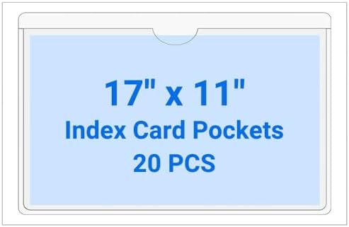 20 PCS Clear Self Adhesive Plastic Label Pockets, Top Loading Business & Library Index Card Holders, Peel and Stick Sleeves for Storage Bins, Totes, Binders and Drawers (17 x 11 Inch) by Kvatr-X