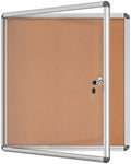 Mifuro 28"x26" Enclosed Bulletin Board, Lockable Weather-Resistant Aluminum Cork Noticeboard for School & Office, Silver Frame w/Cork by MifuroOfficeProduct