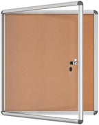 Mifuro 28"x26" Enclosed Bulletin Board, Lockable Weather-Resistant Aluminum Cork Noticeboard for School & Office, Silver Frame w/Cork by MifuroOfficeProduct
