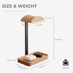 muso wood Oak Headphone Stand, Wood Headset Stand with Storage Base - Image 2