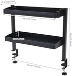 LYNICESHOP Clamp On Desk Shelf,2-Tier Adjustable Storage Organizer with Tray for Laptop, Office Supplies and Decor 22lbs Capacity per Shelf (Black/White) (Black) - Image 3