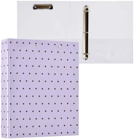 Standard View 3 Ring Binder, Lavender Black Polka Dot Durable Flexible Portable Waterproof Hardcover 1.5 Inch D Rings 500-Sheet Capacity Organizer 1PC by Unknown