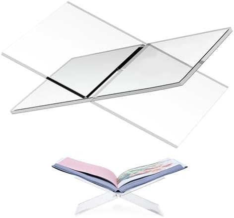 Acrylic Book Stand Holder - Coffee Table Book Stand,Open Cookbook Acrylic Book Display Stand,Magazines Clear Holder,Reading Stand for Open Book Magazines, Textbooks by Crikele