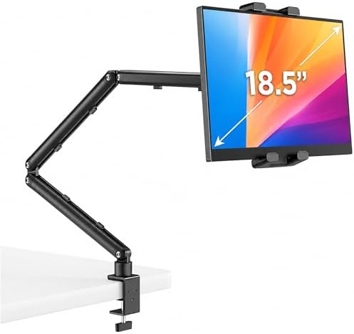 Portable Monitor Stand 15.6", Heavy Duty Tablet Arm Mount with Desk Clamp by TeQable