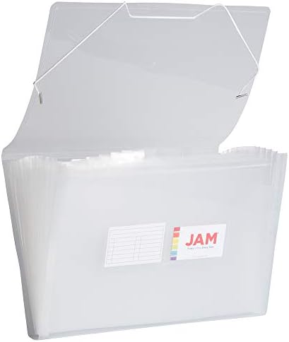 JAM PAPER Accordion Folders - 13 Pocket Plastic Expanding File - Legal Size - 10 x 15 - Clear - 2/Pack by JAMPaper