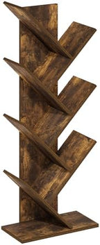 Furinno Tree Book Shelf, 7-Tier Bookshelf with Angled Open Shelf, Tree Bookcase for Room Decor, 8.4 x 15.7 x 39.4, for Organization and Storage, for Living Room, Bedroom, Home Office, Amber Pine - Image 4