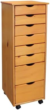Jela-USA Solid Pine Wood 8 Drawer Rolling Cart, Honey Pine - Image 4