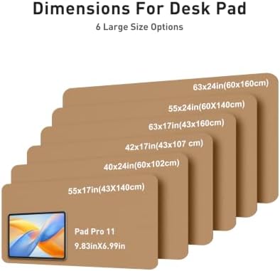 Aothia Faux Leather Desk Mat Mouse Pad, 63" x 24", Khaki - Image 5