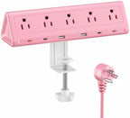 AnnTane Desk Clamp Power Strip USBC, 40W Fast Charging, 6.5 Ft, Pink by anntane