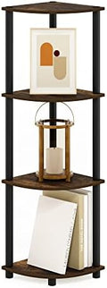 Furinno TURN-N-TUBE Corner Shelf, 4-Tier Corner Bookshelf, Display Storage Shelves with Open Shelves, for Organization and Storage, Living Room, Home Office, Garage, Amber Pine by Furinno-FitsYourSpaceFitsYourBudget