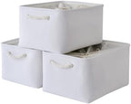 TheWarmHome Storage Basket for Gifts Empty - X Large - 3 Pack 17.7L×13.8W×9.8H in Collapsible Storage Bin for Shelves, Toy Box Storage for Gifts Book Laundry (White) by TheWarmHome