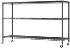 3 Tier Storage Racks Shelving, Heavy Steel Pantry Shelves, Adjustable Wire Shelving Rack with Wheels, Suitable for Garage, Kitchens, Offices, 46" W x 17.7" D x 41" H, Black - Image 3