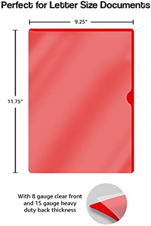 Red Vinyl Folders, Heavy Duty Plastic Folders with Clear Front Pocket, Doctor Stuff, Letter Size L-Type Document Holder for Home, Office and Medical, Pack of 25 - Image 3