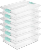 Sterilite Clip Box, Stackable Clear Plastic Bins- Large, 6-Pack by Sterilite