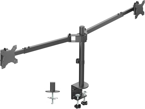VIVO Premium Dual Ultra Wide LCD LED 40 to 45 inch Monitor Desk Mount, Heavy Duty, Adjustable Telescoping Arms, Flush Wall Setup, Fits 2 Screens, Black, STAND-TS45C by VIVO