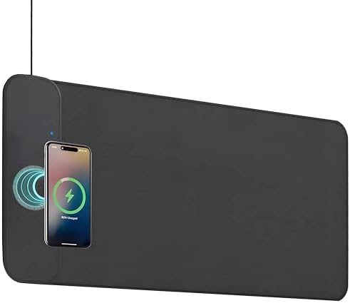 Large Leather 15W Wireless Charging Mouse Pad with Magnetic Phone Charger by Loyobo
