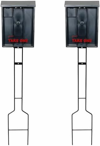 Sanzo Specialties Outdoor Brochure Box on a Stake 46 inch tall - Holds 250 8.5 x 11 Documents and 60 Business Cards, Flyer Literature Yard Dispenser (Black, Pack of 2) by Unknown