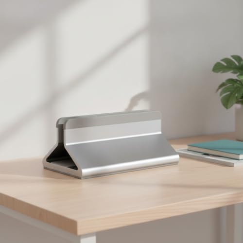 Vertical Stand with Adjustable Width Compact Vertical Laptop Stand Lightweight Desktop Laptop Holder for Home Office, Black - Image 2