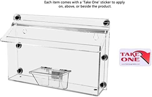 Marketing Holders 4 Pack Outdoor Brochure Box with Lid Metal Mount Clear Acrylic Caddy Holds 11" x 4" Horizontal Trifolds and 3.5" x 2" Business Cards with Take One Sticker Hangs On Smooth Surfaces - Image 5