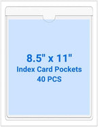 40 PCS Clear Self Adhesive Plastic Label Pockets, Top Loading Business & Library Index Card Holders, Peel and Stick Sleeves for Storage Bins, Totes, Binders and Drawers (8.5 x 11 Inch) by Kvatr-X