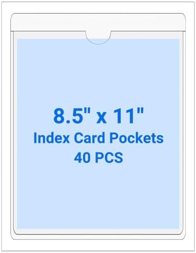 40 PCS Clear Self Adhesive Plastic Label Pockets, Top Loading Business & Library Index Card Holders, Peel and Stick Sleeves for Storage Bins, Totes, Binders and Drawers (8.5 x 11 Inch) by Kvatr-X
