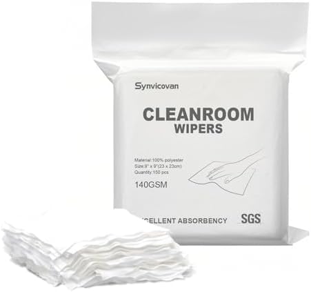 Cleanroom Cloth Wipes 9"x9",140GSM,Bag of 150 Pcs by Synvicovan