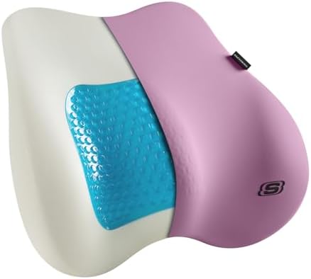 Skechers Lumbar Pillow Premium Gel & Memory Foam, Lumbar Support Pillow for Office,Chair Lower Back Pain Relief Lumbar Pillow,Ergonomic Back Support Pillow for Office Chair,Car,Home,Travel,Purple by Unknown
