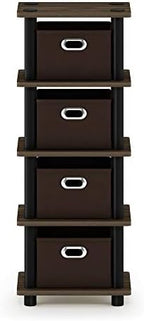 Furinno Turn-N-Tube Toolless 4-Tier Storage Shelves, Columbia Walnut - Image 4