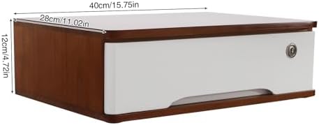 Wood Desk Organizer with Drawers, Lockable Desktop Countertop Storage Cabinet for Home Office Supplies File Tabletop Organizing Unit (Dark Brown + White) - Image 3