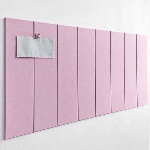 Shiplap Felt Wall Tiles (8-Pack) - Large 24x6 Acoustic Pinboard & Sound Dampening Memo Board, Decorative Bulletin Board with Included Adhesive Mounting Tabs -Sakura by DesignerManufacturerofInnovativeBulletinBoardSolutionsforHomeOffice