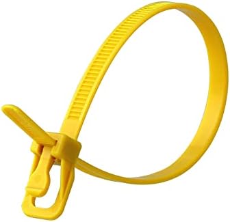 RETYZ 6-Inch Yellow Reusable Releasable Cable Ties – 100 Pack, 50 lb Strength, Patented Quick-Release, Tool-Free Design for Home, Office, and Light Industrial Use by RETYZ