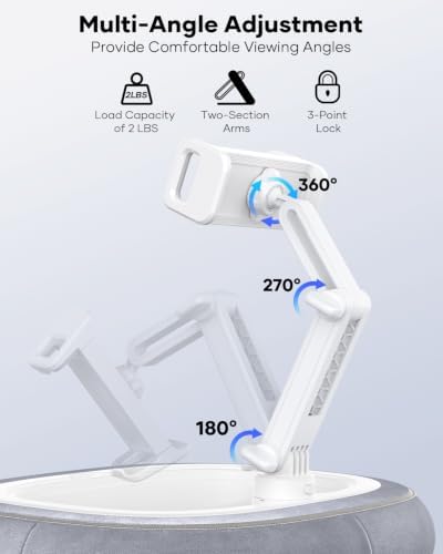 Tablet Pillow Stand for Bed, 360° Rotating iPad Holder for 5"–12.9" Devices - Image 5