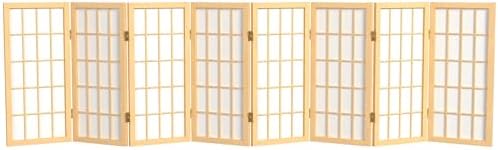 2 ft. Short Desktop Window Pane Shoji Screen - Natural - 8 Panels by RedLantern