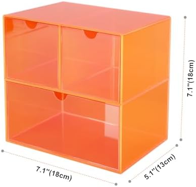 Gelite Desk Organizer with 3 Storage Drawers for Makeup Office Acrylic Desktop Drawer Organizer for Vanity Office Organization and Storage Box, Neon Orange - Image 2